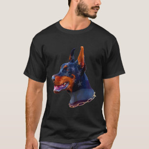 Camiseta La Bandera Estadounidense De Julio Doberman Perro 