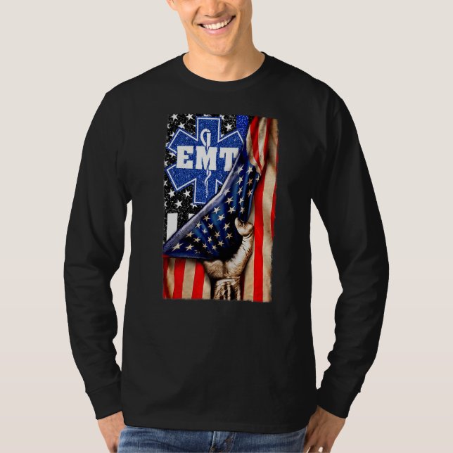 Camiseta La bandera estadounidense de la primera respuesta  (Anverso)