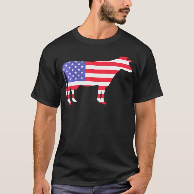 Camiseta La Bandera Estadounidense De Vacas Es Graciosa El  (Anverso)