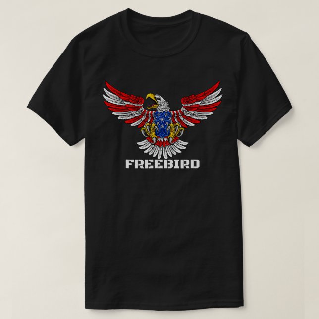 CAMISETA LA BANDERA ESTADOUNIDENSE EAGLE FREEBIRD (Diseño del anverso)