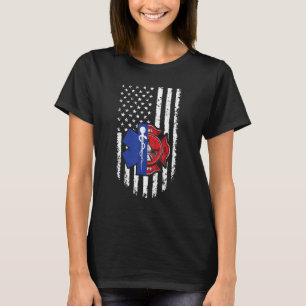 Camiseta La Bandera Estadounidense Emt Firefighter Emergenc