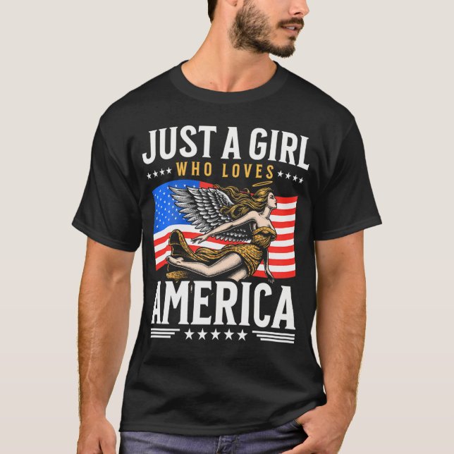 Camiseta La Bandera Estadounidense Es Sólo Un Chica Que Ama (Anverso)
