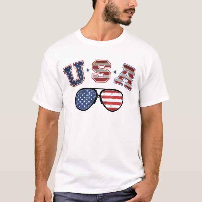 Camiseta La Bandera Estadounidense Gafas De Sol Veterano 4  (Anverso)