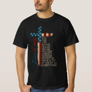 Camiseta La Bandera Estadounidense Jesús Es Mi Dios Rey Señ