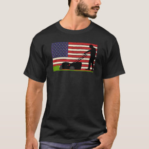 Camiseta La bandera estadounidense Lawn Mower Gardener Lawn