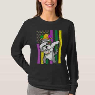 Camiseta La bandera estadounidense Mardi Gras Schnauzer Dog