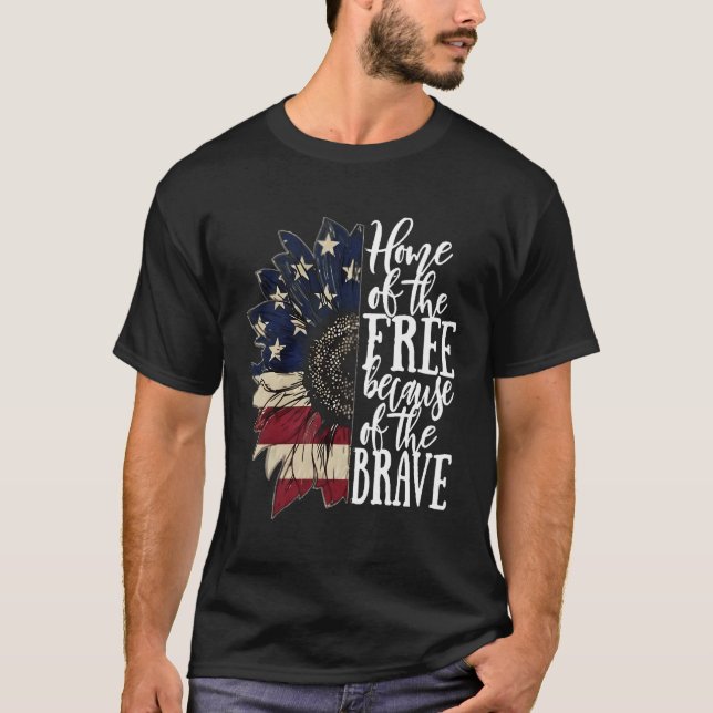 Camiseta La Bandera Estadounidense Patriota Hogar De Los Li (Anverso)