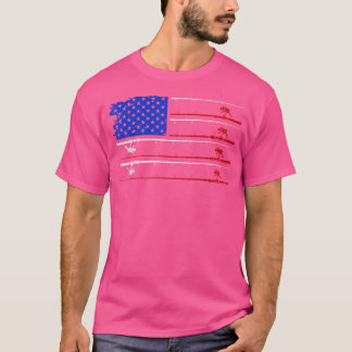 Camiseta La bandera estadounidense que pesca la rod es dive