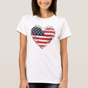 Camiseta La bandera estadounidense rusa de América del cora