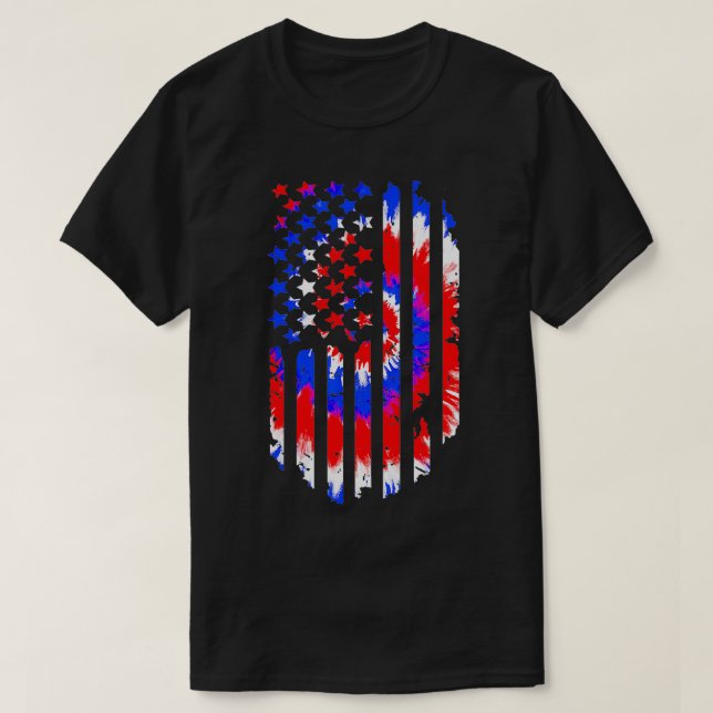 Camiseta La Bandera Estadounidense Tie Dye Happy 4 De Julio (Diseño del anverso)