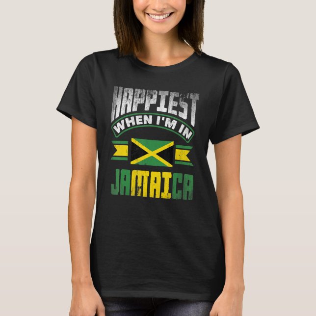 Camiseta La bandera jamaiquina de Jamaica más feliz cuando  (Anverso)