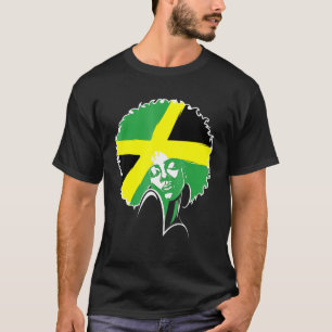 Camiseta La bandera jamaiquina del cabello afro mujeres de 
