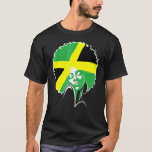 Camiseta La bandera jamaiquina del cabello afro mujeres de 