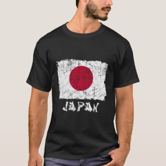 Camiseta La bandera japonesa vintage está perturbada por el