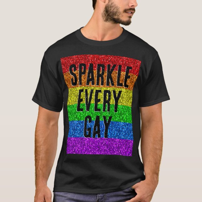 Camiseta La bandera LGBT vibrante Sparkle a cada personaliz (Anverso)
