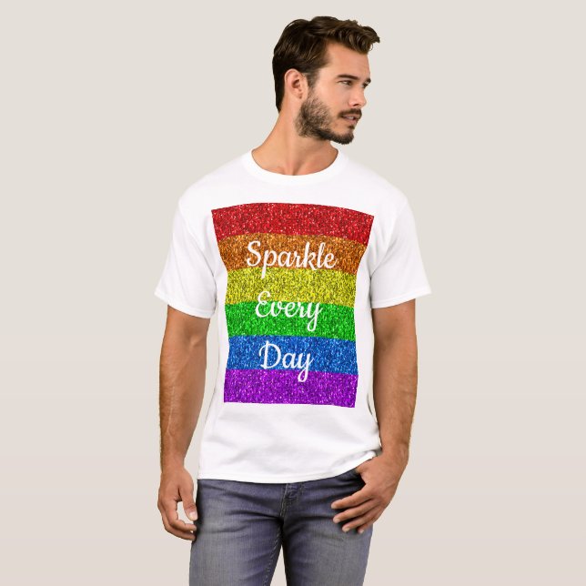Camiseta La bandera LGBT vibrante Sparkle todos los días pe (Anverso completo)