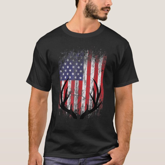Camiseta La Bandera Patriótica Estadounidense Deer Hunter P (Anverso)