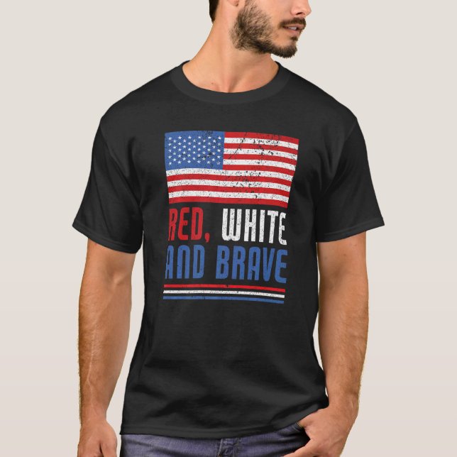 Camiseta La Bandera Roja Blanca Y Valiente Estadounidense U (Anverso)