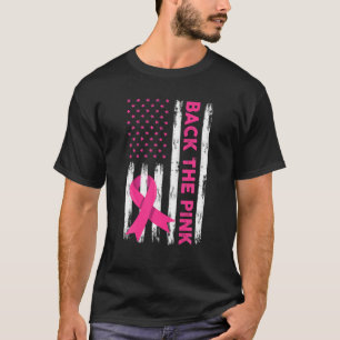 Camiseta La Bandera Rosa Estadounidense Cinta Del Cáncer De