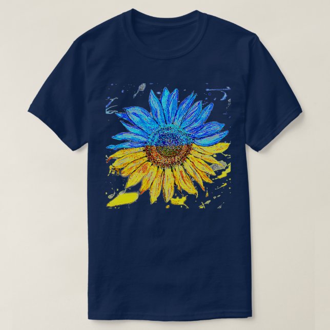 Camiseta La bandera ucraniana de la cosecha del girasolLo d (Diseño del anverso)