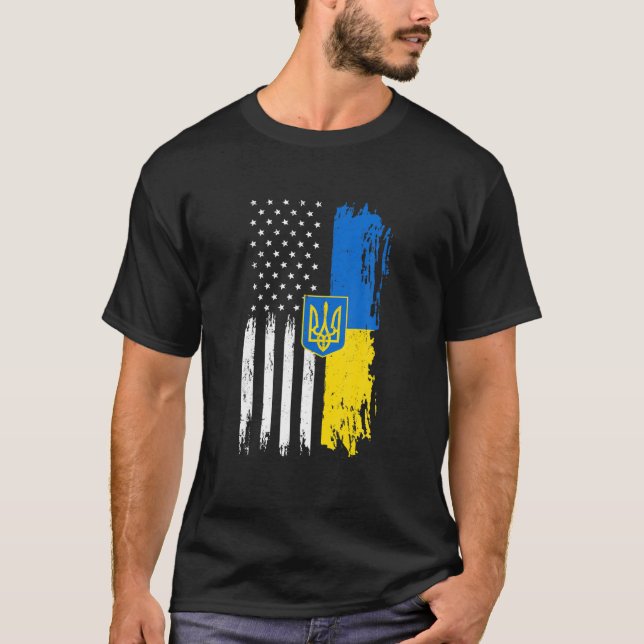 Camiseta La bandera ucraniana norteamericana vintage patrio (Anverso)