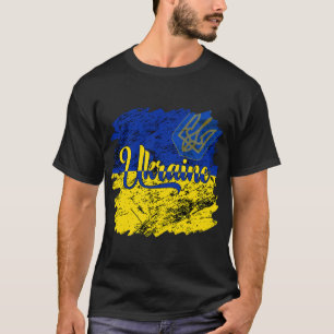 Camiseta La bandera ucraniana vintage que defiendo a Ucrani