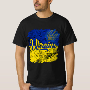 Camiseta La bandera ucraniana vintage que defiendo a Ucrani