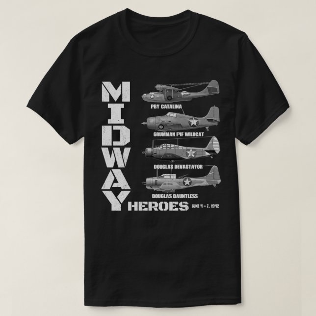 Camiseta La batalla del avión de Midway con el descubrimien (Diseño del anverso)