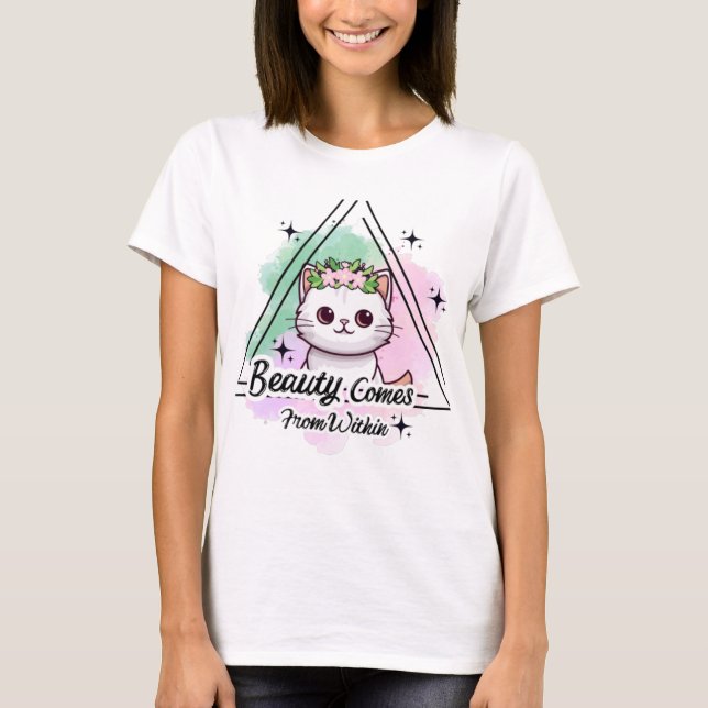 Camiseta La belleza de la gráfica del gato (Anverso)