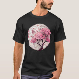Camiseta La belleza de la naturaleza en una cereza rosa geo