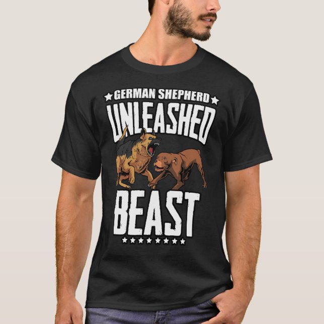 Camiseta La bestia de caza del pastor alemán desatado (Anverso)