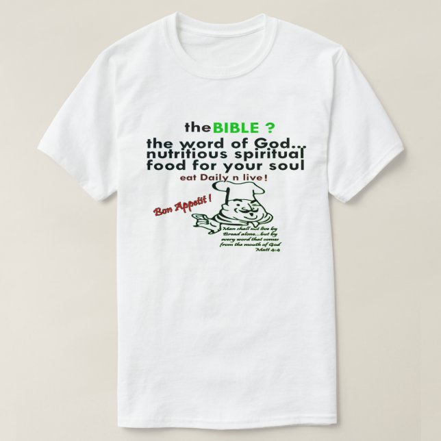 Camiseta La Biblia - Comida espiritual para tu Soul Cristia (Diseño del anverso)