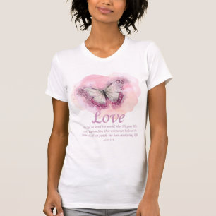 Camiseta La Biblia Cristiana Femenina Verse Butterfly:Amor