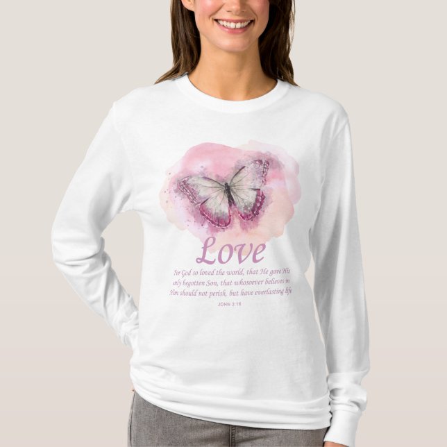 Camiseta La Biblia Cristiana Mariposa de Mujeres Verse:Bend (Anverso)