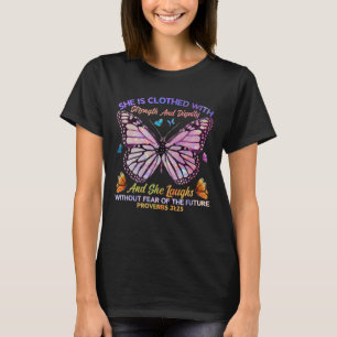 Camiseta La Biblia Cristiana Verse Mariposa Jesús Cree En W