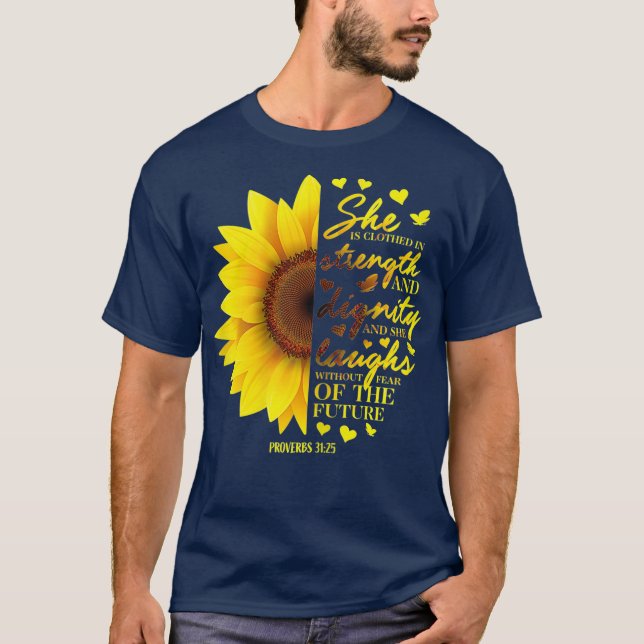 Camiseta La Biblia Cristiana Verse Sunflower Scripting Gift (Anverso)