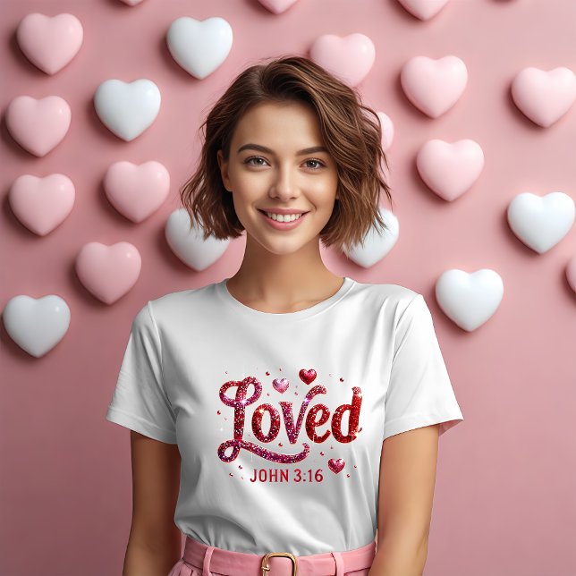 Camiseta La Biblia Verse Loved John 3:16 El día de San Vale (Subido por el creador)