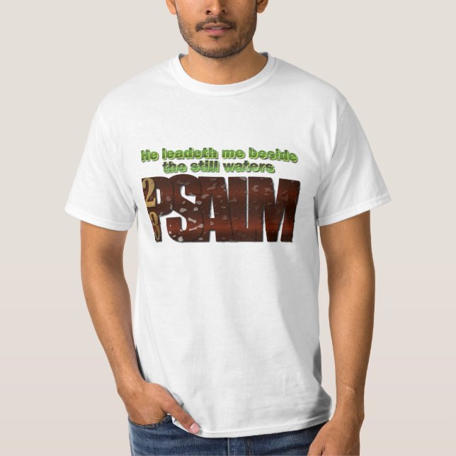 Camiseta La Biblia versus el salmo 23 con gotas de agua (Anverso)