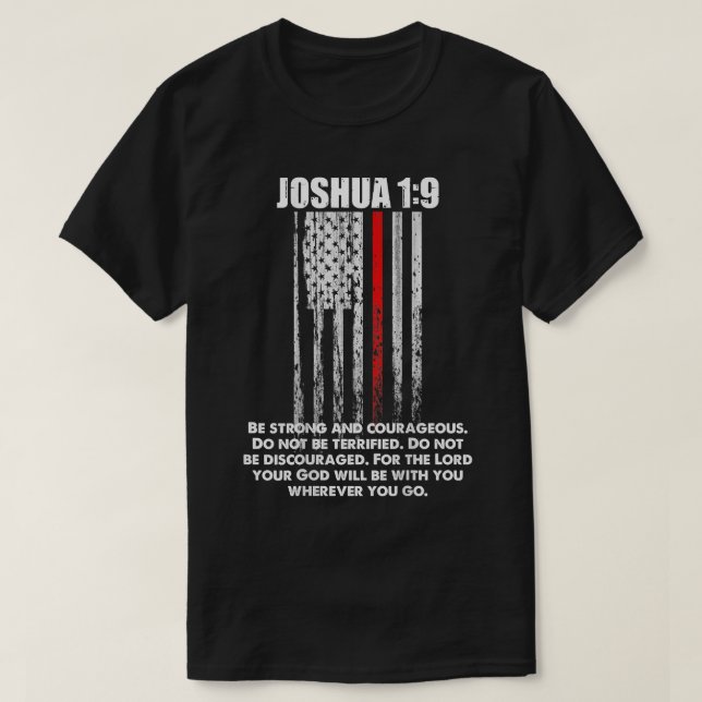 Camiseta La bíblica del bombero de la línea roja delgada co (Diseño del anverso)
