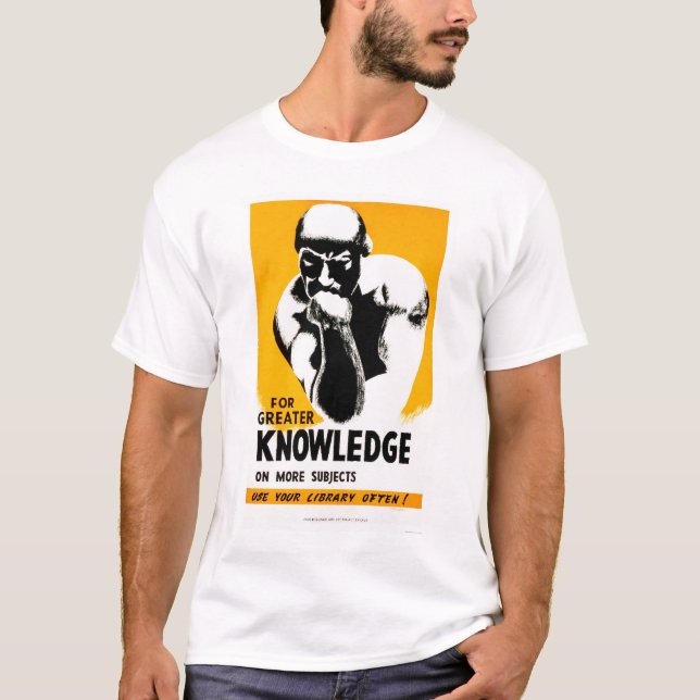 Camiseta La biblioteca es conocimiento WPA 1940 (Anverso)