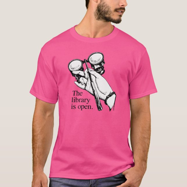 Camiseta La biblioteca está abierta (Anverso)