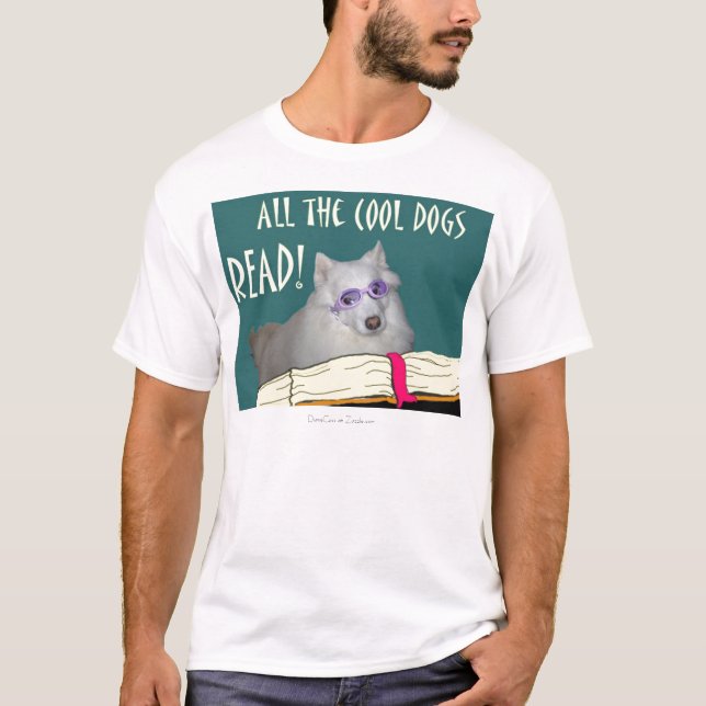 Camiseta La biblioteca - samoyedo - los perros frescos leyó (Anverso)