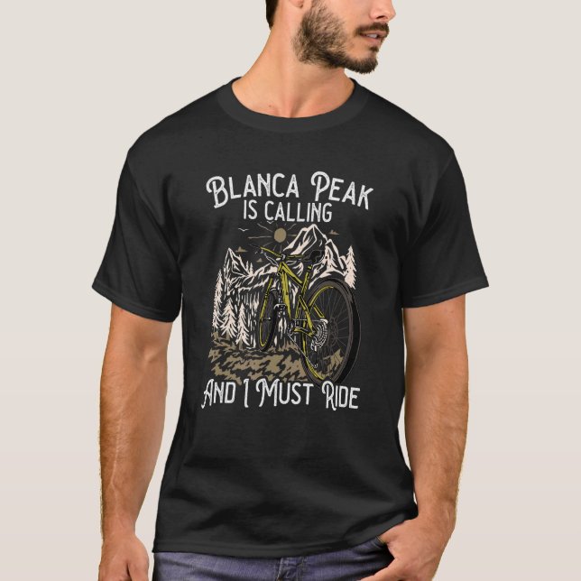 Camiseta La Bicicleta de Montaña Blanca Peak me llama (Anverso)