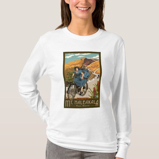 Camiseta La bicicleta del Mt. Haleakala monta Hawaii (Anverso)