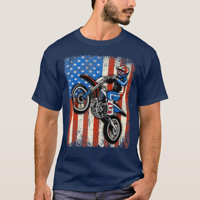 Camiseta La Bicicleta Sucia Bandera Estadounidense Motocros (Anverso)