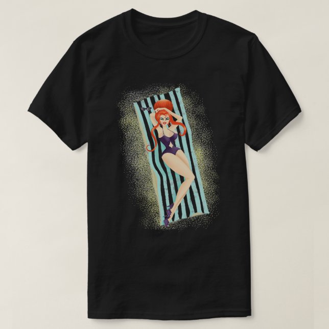Camiseta La bomba de una manta en la playa Red Haired Bouff (Diseño del anverso)