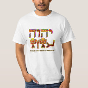Camiseta la brazo-mano/behold/clavo/behold