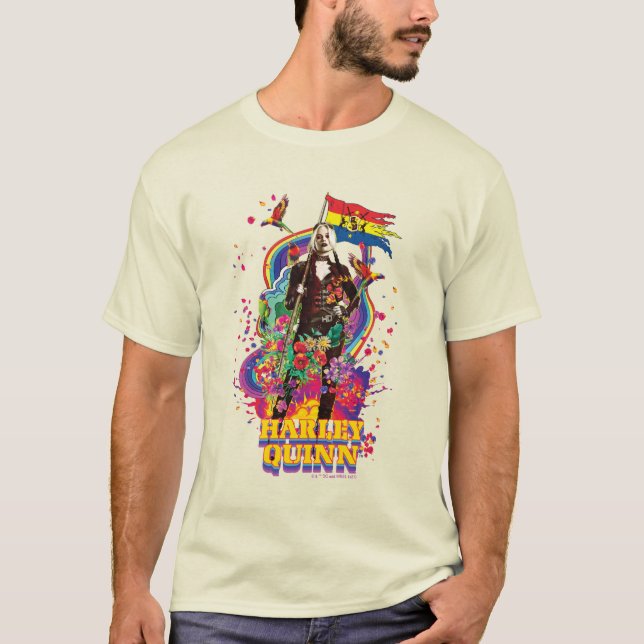 Camiseta La brigada suicida | Flores y arcoiris de Harley Q (Anverso)