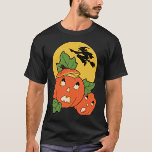 Camiseta La bruja de Halloween del vintage vuela sobre un