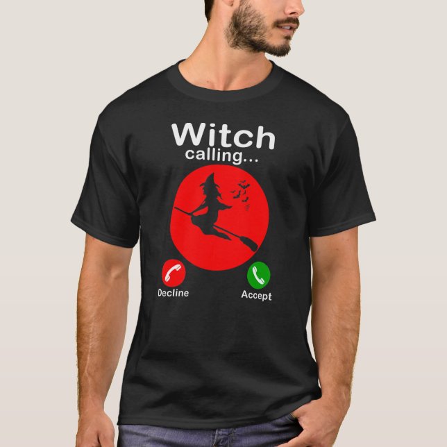 Camiseta La bruja está llamando a Trick o Tremendo Funny Ha (Anverso)